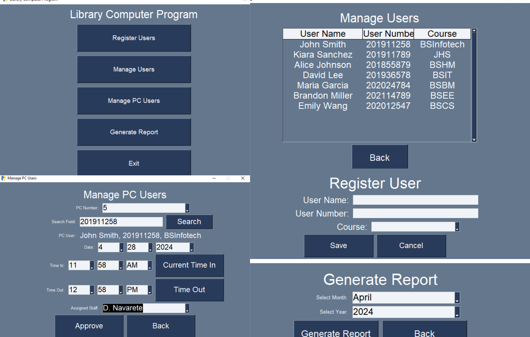 Library monitoring system project preview