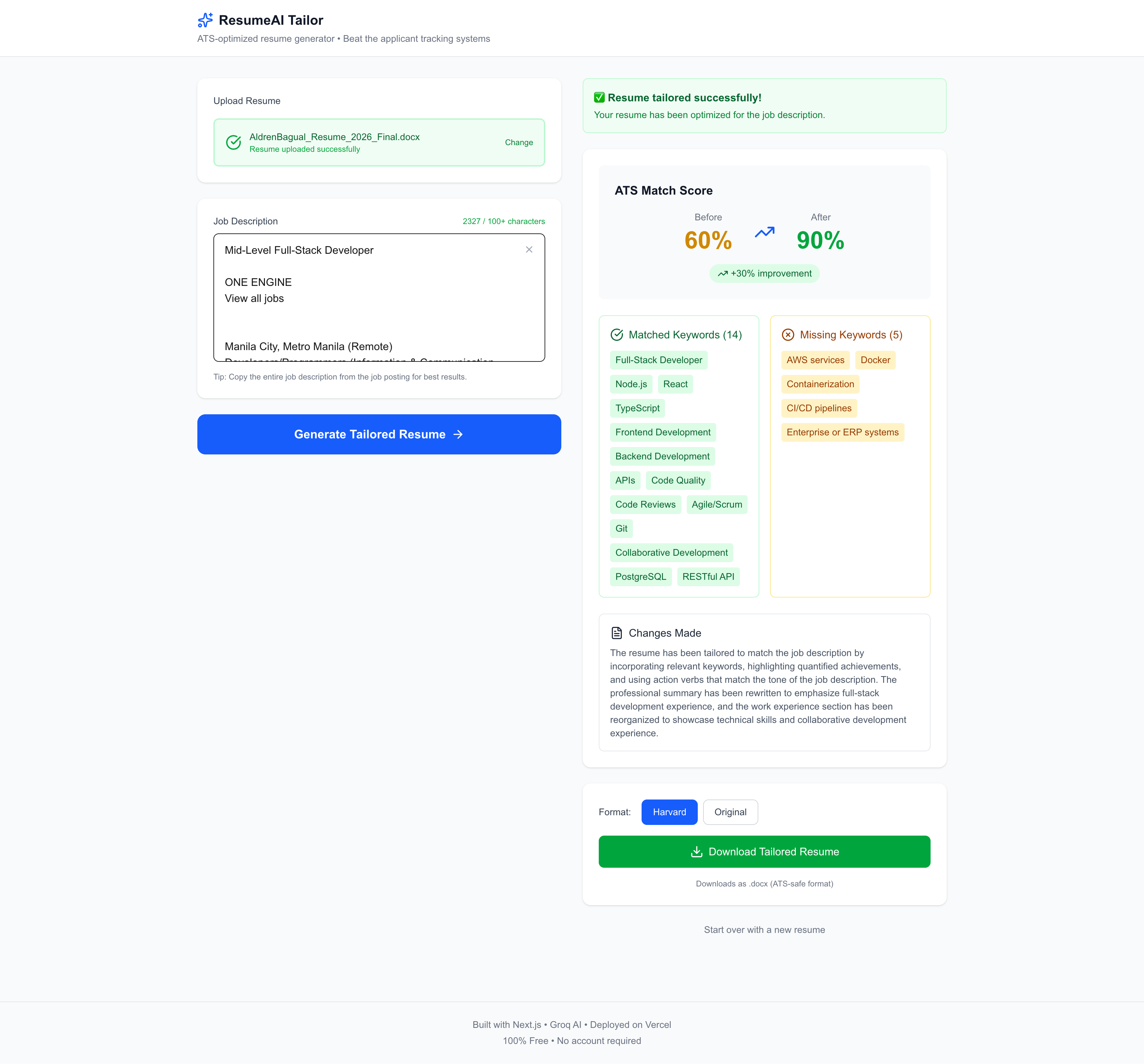 ResumeAI Tailor project preview